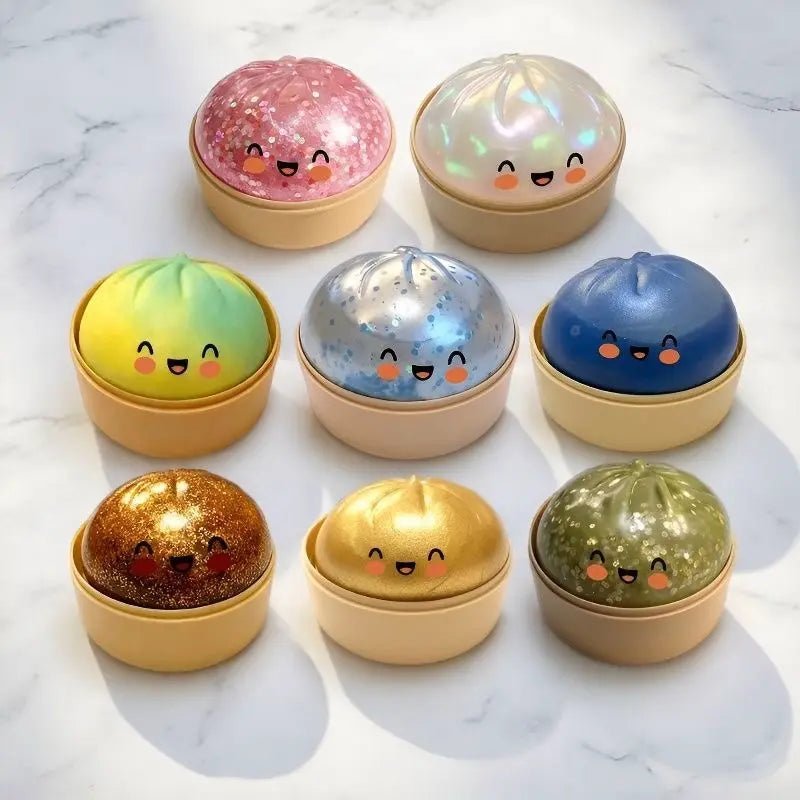 Soft Squishy Bun Fidget Toy - Stress Relief Rainbow Dumpling Sensory Squeeze Toy - Yooyotoys