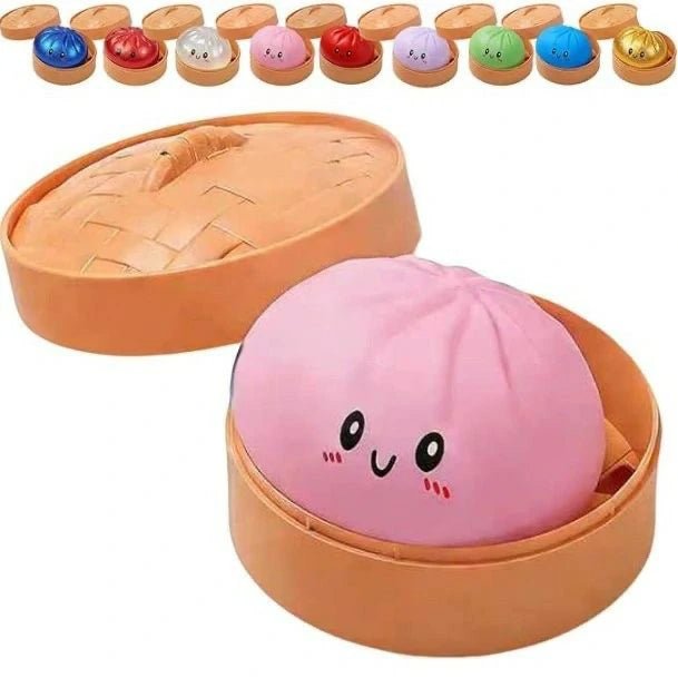 Soft Squishy Bun Fidget Toy - Stress Relief Rainbow Dumpling Sensory Squeeze Toy - Yooyotoys