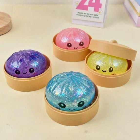 Soft Squishy Bun Fidget Toy - Stress Relief Rainbow Dumpling Sensory Squeeze Toy - Yooyotoys