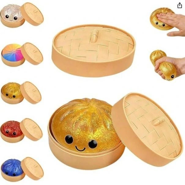 Soft Squishy Bun Fidget Toy - Stress Relief Rainbow Dumpling Sensory Squeeze Toy - Yooyotoys