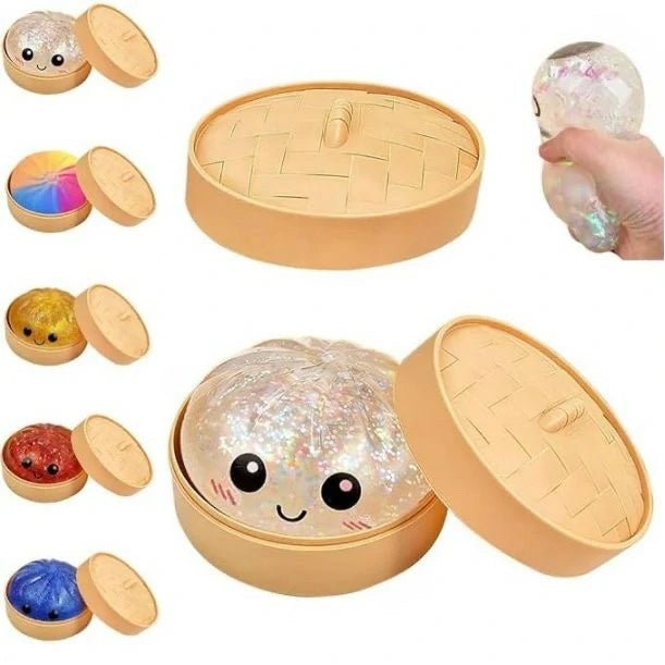 Soft Squishy Bun Fidget Toy - Stress Relief Rainbow Dumpling Sensory Squeeze Toy - Yooyotoys