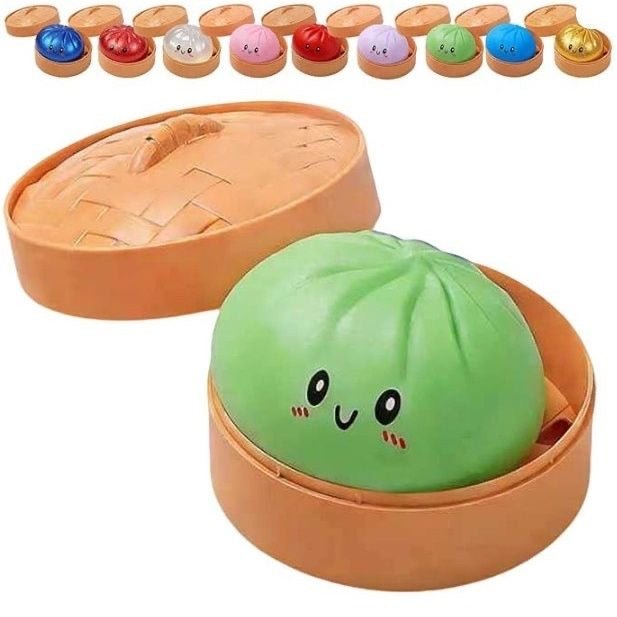 Soft Squishy Bun Fidget Toy - Stress Relief Rainbow Dumpling Sensory Squeeze Toy - Yooyotoys